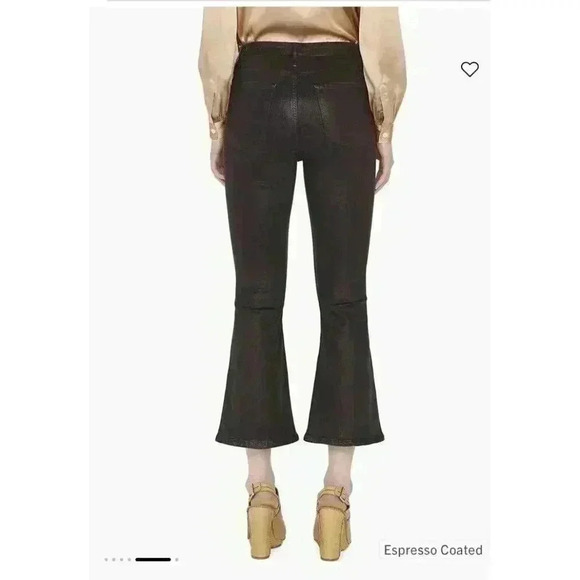 New FRAME Le Crop Flare Brown Espresso Coated Jeans Size 30 - Picture 2 of 11